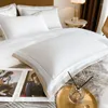 Bedding Sets EgyptianCotton Duvet Cover With Delicate Gold Embroderiy Edge Good Drape Plain Color White Set Soft Bedsheet Pillowcases