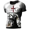 Herr t-shirts vintage riddare templar t-shirt för män 3d tryckt Jesus Kristus Crucifix Men's tshirt överdimensionerade korta ärm toppar tee shirt man t230103