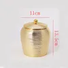 Storage Bottles Creative Ceramic Jar Tea Candy Food Sealed Golden Jewelry Necklace Small Object Box Home Decor With Cover