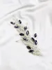 Headpieces Noble Purple Rhinestone Hair Clips Pearls Jewelry Bridal Headwear Wedding Accessories Side Headband Decoration