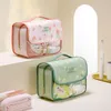 Sacs à cosmétiques étanche dessin animé Floral sac Transparent maquillage stockage sac à main voyage essentiels salle de bain articles de toilette organise pochette