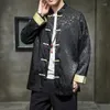 Men's Jackets 2023 Tang Suit Chinese Style Blouse Shirt Traditional Clothing Dark Grain Printing For Men's Jacket