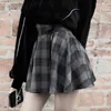 Skirts Fanco Gothic Autumn Winter Gray Plaid Shorts Women's Lace Up Pleated Punk Girl's High Waist A-Line Mini