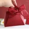 Emballage cadeau 1Pc boîte en cuir sac à main forme ruban arc avec main sac de bonbons emballage faveurs de mariage bébé douche fête approvisionnement