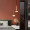 ペンダントランプダイニングルームのためのクリエイティブライトキッチンアイランド銅LEDハンギングランプロングシャンデリア屋内装飾フィクスチャガラス