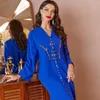 Vêtements ethniques Eid Abaya Dubaï Caftan Marocain Bleu Caftan Marocain Robe Musulmane Turquie Abayas Pour Femmes Islam Européen Djellaba Femme