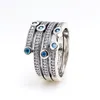 Blue Stone Ocean Style Pierścienie z oryginalnym pudełkiem do Pandora Autentyczna biżuteria na przyjęcie weselne Pandora dla kobiet CZ Diamentowa dziewczyna