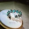 Cluster Rings 925 Silver High-Definition Jewelry Design Simulation Paraiba Tourmaline Ring Light Luxury Color Treasure Love Gift