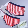 Unterhosen Baumwolle Paare Unterwäsche Herren Boxer Sexy Shorts U Konvexen Beutel Flagge Amerikanische Gestreifte Männliche Atmungsaktive Liebhaber