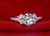 Cluster Rings Solid 14K White Gold AU585 Engagement Ring 1CT Moissanite Diamond Women D Color VVS1 Certified Lovely Jewelry