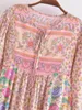 Casual Dresses Happie Queens Women Pink Floral Print Square Collar Short Sleeve Bohemian Midi Dress Beachwear Lady Robe Vestidos