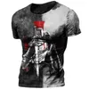 Herr t-shirts vintage riddare templar t-shirt för män 3d tryckt Jesus Kristus Crucifix Men's tshirt överdimensionerade korta ärm toppar tee shirt man t230103