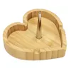 Cenicero de madera de bambú natural Soporte portátil para cigarrillos de tabaco para hierbas Contenedor de hollín de ceniza Bong de vidrio en forma de corazón Hookah Shisha Filtro para fumar Soporte para tazón Ceniceros