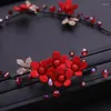 Necklace Earrings Set Chinese Traditional Costume Dress Tiara Red Headwear Hair Pins Bridal