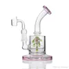 Pink Hookahs Glass Bong Dab Rigs 외계인 눈 재생기 오일 리그 14mm 암컷 조인트 뱅커 워터 파이프