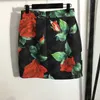 Rose tryckt korta kjolar klänning för kvinnor mode sexig hög midja höft wrap kjol damklänningar märke