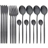 Ensembles de vaisselle 16 pièces ensemble noir couteau à dîner fourchette cuillère à thé vaisselle couverts Western couverts en acier inoxydable couverts de cuisine argenterie
