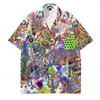 Mäns casual skjortor mode tryckt 2023 Summer Creative 3D Mönster Travel Vacation Men's Short Hermes-Shirts Children's Clothing