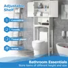 US Warehouse Over-The-Toilet Bathroom Storage Cabinet with Shelf and Two Doors Space-Saving Storage Easy to Assemble WF294604AAK