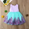 Abiti da ragazza 1-5 anni Abito in filato a rete Summer Sweet Bow Back Hollow Formal Party Girls Purple Lace A-Line Princess For