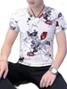Erkekler Tişörtleri Zarif Çiçek ve Kuş Desen Baskı Moda İnce Kısa Kollu Gömlek Yaz 2023 Yumuşak Nefes Alabilir Kalitesi