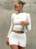 Two Piece Dress Y2K Sets Outfits Fall Crop Top And Mini Skirt Reflective Sexy Rave Club For Women Streetwear 221231