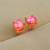 Stud Earrings Cute Birthstone Wedding 6mm Round White Green Pink Opal Vintage Female Rose Gold Small For Women