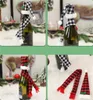 Factory Bar Tools Set di ornamenti natalizi Xmas Mini Buffalo Plaid Wine Bottle Topper Cover Cappello da Babbo Natale Sciarpa a quadri RRA