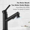 Bathroom Sink Faucets Mouthwash Basin Faucet Full Copper Pull Cold Double Outlet Black Wash Retractable Tapware