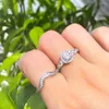 Bröllopsringar tre graces brud prom ring set för kvinnor glänsande vit kubik zirkonium elegant mode finger smycken tillbehör r189