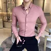 Camicie casual da uomo Stile britannico 2023 Camicia a maniche lunghe tinta unita primavera autunno Abbigliamento uomo Slim Fit Business Abbigliamento formale Camicetta Top W432