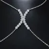 Festif polyvalent cristal Arc brillant cou taille corps chaîne Sexy Super brillant plein diamant poitrine chaîne bijoux pour femmes