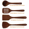 Dinnerware Sets 4x Wooden Spoons & 4 Pcs Soup Japanese Style Eco Friendly Table Spoon Kitchen Utensil