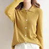 Women's Knits Spring And Autumn 2023 Women's Collar Woolen Cardigan Thin Sweater Coat Short Shirt Versatile Knitwear