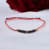 Anklets NYMPH Natural Garnet Anklet Real 18K Gold Ball Hand Woven Adjustable Red String For Women Fine Jewelry Gift S528