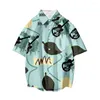 Mäns casual skjortor 2023 Sommaren Mänkläder Geometri Flowers Print Lattice Short Sleeve Beach Hawaii Street Fashion Fresh Cool Tops