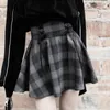 Skirts Fanco Gothic Autumn Winter Gray Plaid Shorts Women's Lace Up Pleated Punk Girl's High Waist A-Line Mini