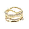 Gelbvergoldeter Swirl Line-Ring mit Originalverpackung für Pandora, authentischer Sterlingsilber-Hochzeitsschmuck für Frauen und Mädchen, CZ-Diamant-Geschenkringe für Freundin