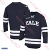 College Hockey Wears Custom College Stitched Yale Hockey Jersey 8 Ryan Conroy 9 Henry Wagner 10 Reilly Connors Niklas Allain Ryan Stevens Teddy Wooding Ian