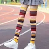 Women Socks Warm Pile Autumn And Winter Sweet Color Fine Stripe Cashmere Leg Guards Matching Over Knee Long Tube