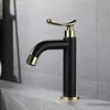 Bathroom Sink Faucets Basin Single Cold Water Black And Gold 304 Stainless Steel Handle Washbasin Tap