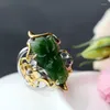 Cluster Rings Retro Thai Silver Wholesale Inlaid Natural Jasper Small Fish Ring Fashion S925 Sterling Index Finger Female