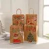 Décorations de Noël 1pcs sac cadeau épaissir sacs fourre-tout en papier kraft série de Noël imprimer bonbons cookies pochette emballage de vacances fournitures d'emballage