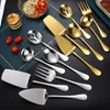 Flatware Sets 6Pcs Stainless Steel Catering Serving Utensils Set For Party Buffet Dinner Spoon Fork Shovel Cake Server Mirror Finish