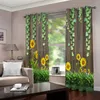 Curtain Custom Size 3D Blackout For Living Room Bedroom Bath Beautiful Green Leaf Sunflower Flower Home Decor Window
