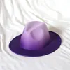 Beralar gradyan fedora şapka kadınlar geniş kısrak caz en son sonbahar İngiliz retro erkek unisex kişiselleştirilmiş