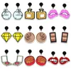 Stud Earrings Cosmetic Lipstick Printing Resin Pendant Black Cartoon Ladies Gifts Children