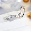 Bröllopsringar tre graces brud prom ring set för kvinnor glänsande vit kubik zirkonium elegant mode finger smycken tillbehör r189