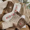 Women Socks 2 Par - Brown Christmas Wool Crew Cute Warm Bear Cotton Students For Girls Men Winter Animal Accessories