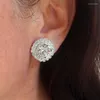 Orecchini a bottone classico geometrico strass di cristallo color argento fidanzamento gioielli da sposa zircone bianco per le donne